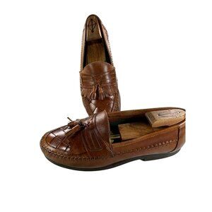Giorgio Brutini Mens Brown Woven Leather Slip On Loafer Size 10.5 M Dress Shoes